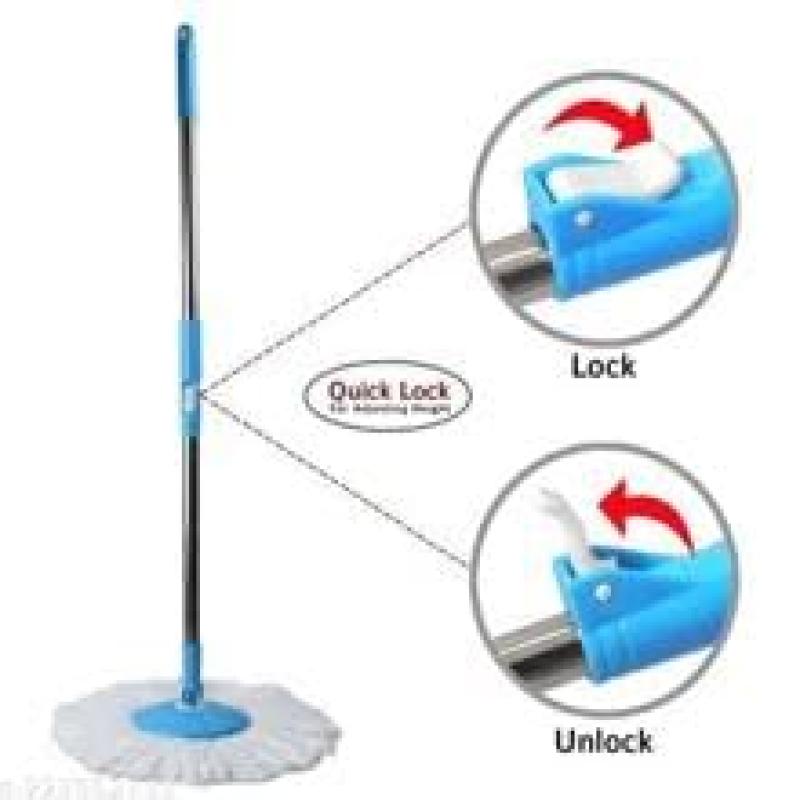 Shagun 360° Spin Mop Stick with Lock | Stainless Steel Rod & Microfiber Refill for Floor Cleaning