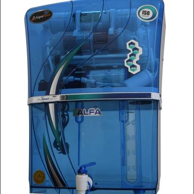 AQUAKNOT Alfa Transparent Ultra Smart RO+UV+ Copper + TDS Water Purifier – 12L Storage, Copper- mineral Filter, Multi-Stage Filtration (Blue)|1 Yr warranty(Motor + SMPS)