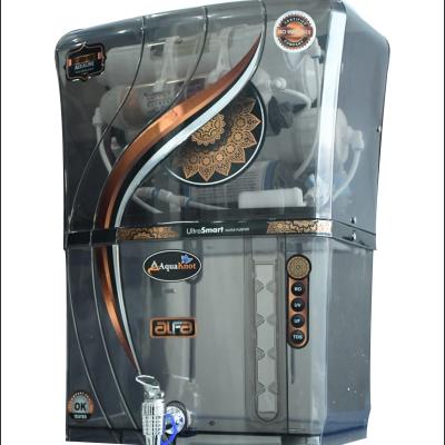 AQUAKNOT Alfa Transparent Ultra Smart RO+UV+ Copper + TDS Water Purifier – 12L Storage, Copper- mineral Filter, Multi-Stage Filtration (Black)|1 Yr warranty(Motor + SMPS)