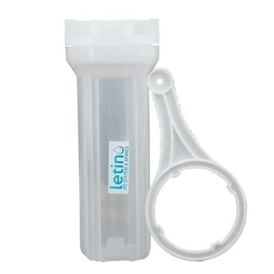 AQUAKNOT Letino Transparent Pre Filter Housing with 2 Pcs 1/4 Connectors and wrench, Works with All Type of RO and UV Water Purifier System