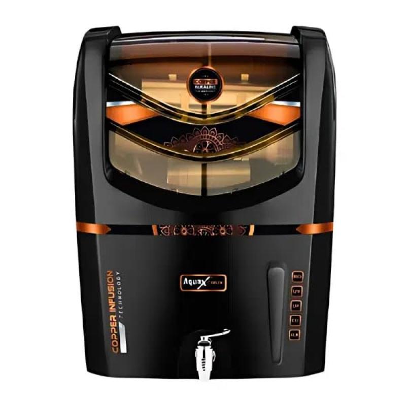 AQUAKNOT Crux 7-Stage Water Purifier with RO, UV, Alkaline, TDS Controller, Black and Copper Design| 1 Yr warranty( Motor + SMPS)