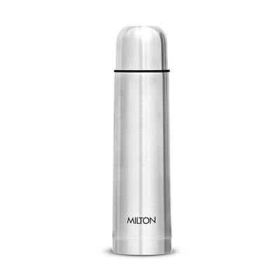 Milton Eco-Flip 750 Thermosteel Double Walled Vacuum Insulated Thermos Flask, 750 ml,24 Hr Hot and Cold I Leak Proof Lid, ISI Certified I Vacuum Insulated I for Office, Gym, School I Silver