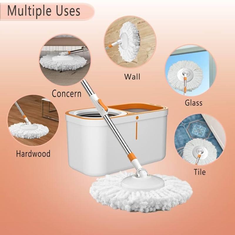 Shagun 360° Spin Mop Stick with Lock | Stainless Steel Rod & Microfiber Refill for Floor Cleaning