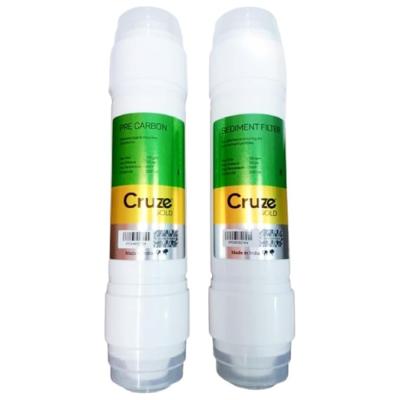 Cruze Gold RO Inline Filter Kit (Sediment + Pre Carbon) | Pack of 2 | 10-Inch Cartridges | Removes Chlorine, Sand, Smell | Universal RO Water Purifier Compatible