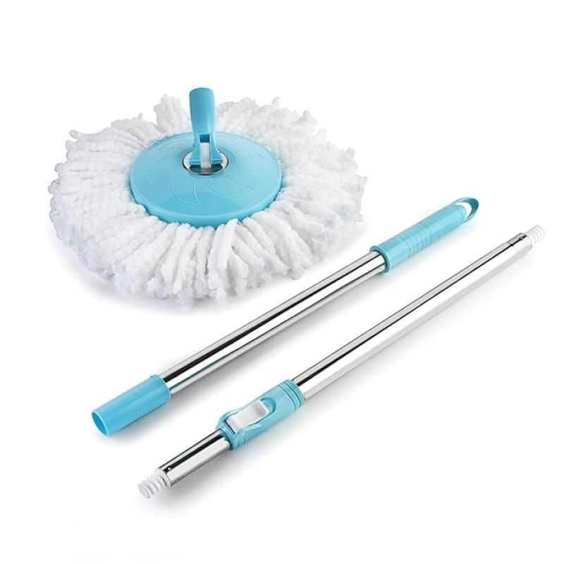 Shagun 360° Spin Mop Stick with Lock | Stainless Steel Rod & Microfiber Refill for Floor Cleaning