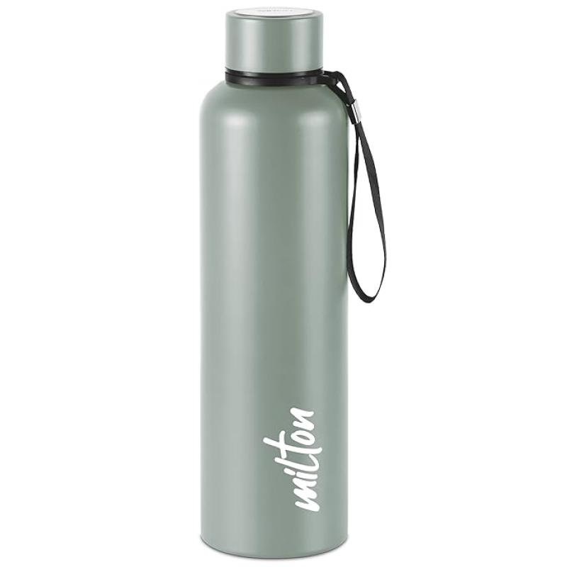 Milton Aura 1000 Thermosteel Bottle, 1 Litre, Light Green | 24 Hours Hot and Cold | Easy to Carry | Rust & Leak Proof