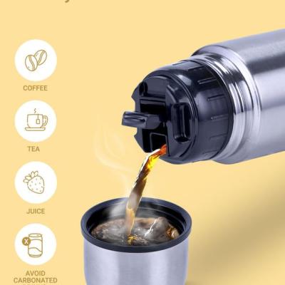 Milton Flip Lid 1000 Thermosteel Water Bottle 1 LTR, 24 Hr Hot and Cold I Leak Proof Lid, ISI Certified I Vacuum Insulated I for Office, Gym, School I Silver