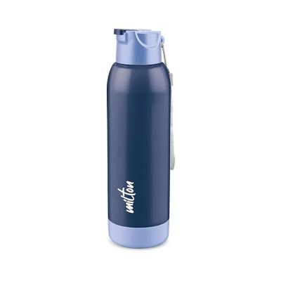 Milton Steel Swag 900 Inner Stainless Steel PU Insulated Sipper Water Bottle for Adults, Kids I Leak Proof Flip Top Lid I Easy to Carry I for Office, Gym, School, 690 ml, Dark Blue