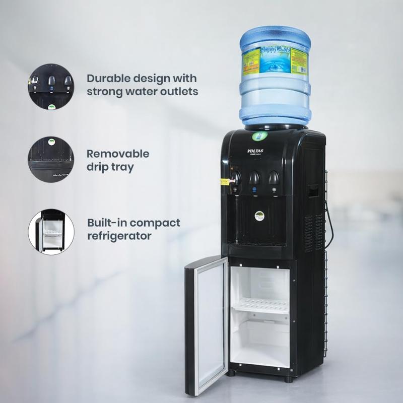 Voltas Pearl RB Hot, Cold and Normal Floor Standing Water Dispenser (Black), 15L