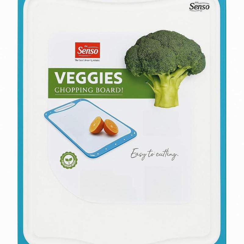 Max Senso Veggies Chopping Board, Kitchen Cutting Board with Non-Slip Edge, White and Green( colour may vary )