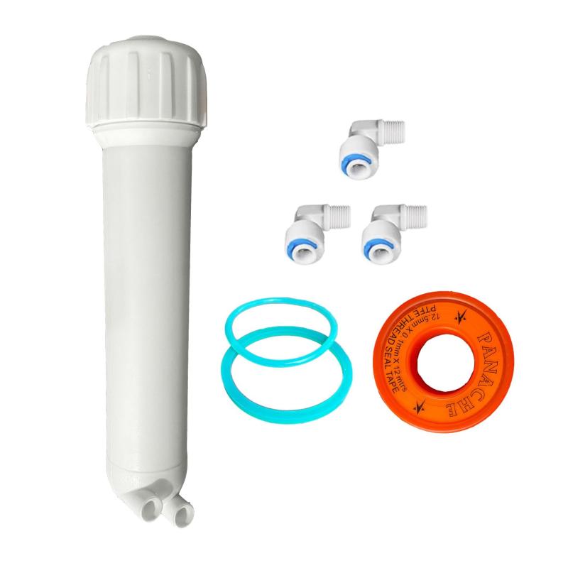 AQUAKNOT Membrane Housing Compatible with All RO Water Purifiers Comes with 3 Thread Elbow, Teflon Tape