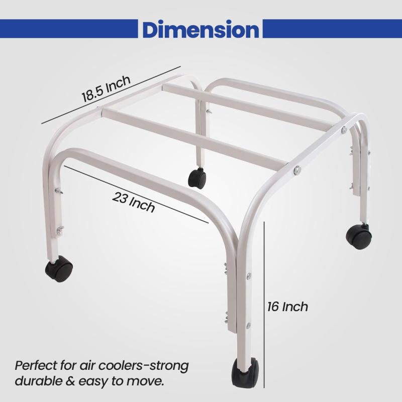 Cooler Stand with Wheels Heavy Duty Metal Cooler Trolley | 100kg Load Capacity | 360° Rotating Wheels | Rust-Resistant White Finish | Movable Air Cooler Stand for Home & Outdoor | (White)