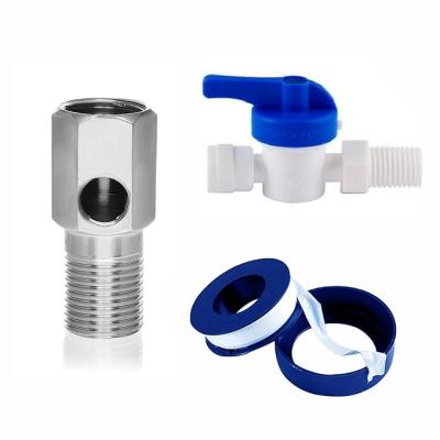 PureApas Stainless Steel Inlet Valve/Connector, 1/4" (6mm) Connection, Teflon Tape for All RO/UV/Water Filter Purifier (DV Set) for All Type of RO Water Purifier