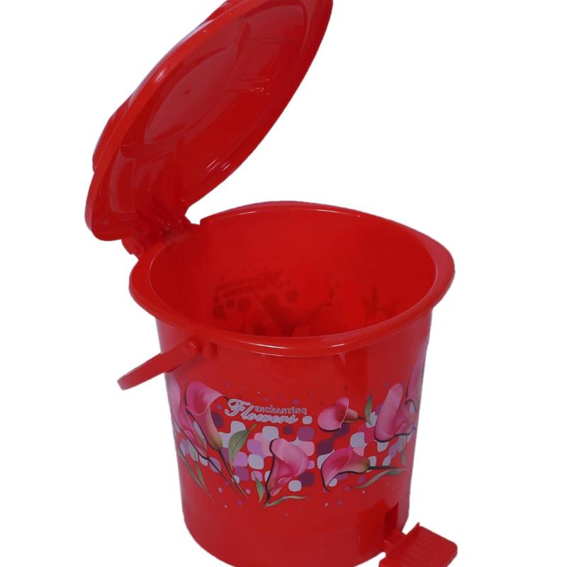 Krishna Polymers Home Plastic Pedal Dustbin/Wastebin With Handle, 10 Liter (Red Pack of 2) Plastic Dustbin (Multicolour, Pack of 2)