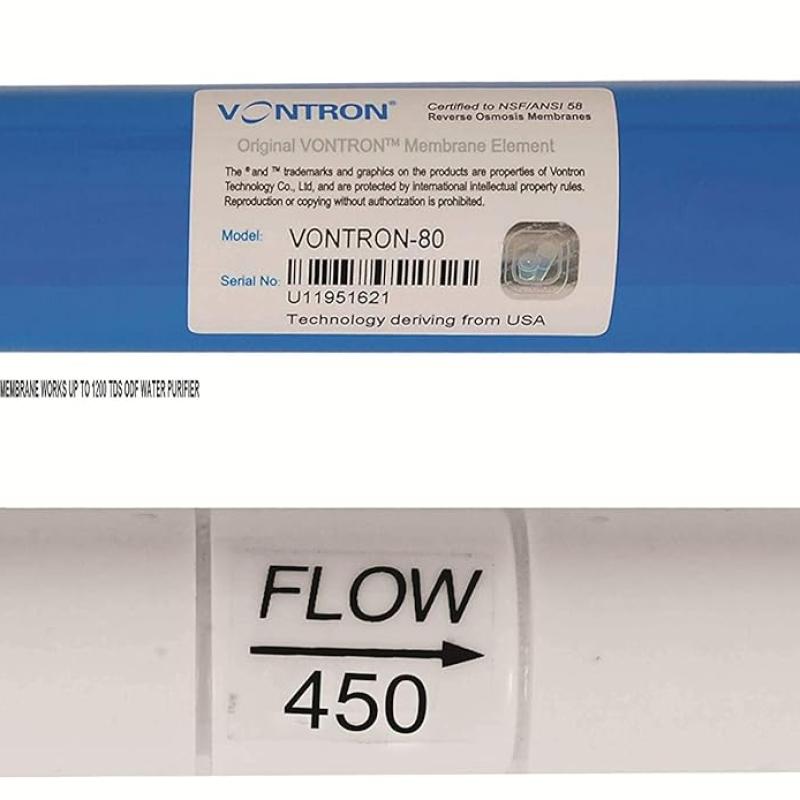 AQUAKNOT Vontron 80 GPD Membrane Work Up to 2000 TDS, with FR-450 Suitable for RO Water Purifier Filter System -