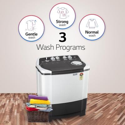 LG 7.5 kg 5 Star Wind jet dry Semi-Automatic Top Load Washing Machine (P7510RGAZ, Dark Gray, Roller Jet Pulsator)