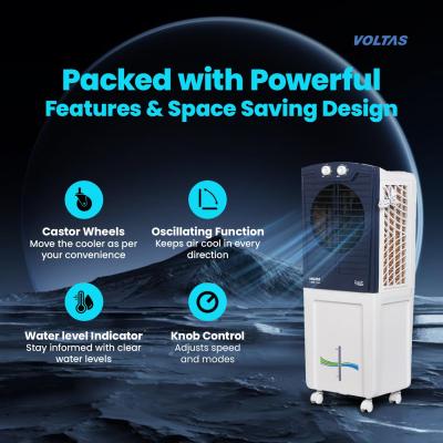 Voltas Frost Air 60 Room Air Cooler for Home, with Swing Control (60 Litre Tank Capacity, Water Level Indicator, Honeycomb Cooling Media, White)