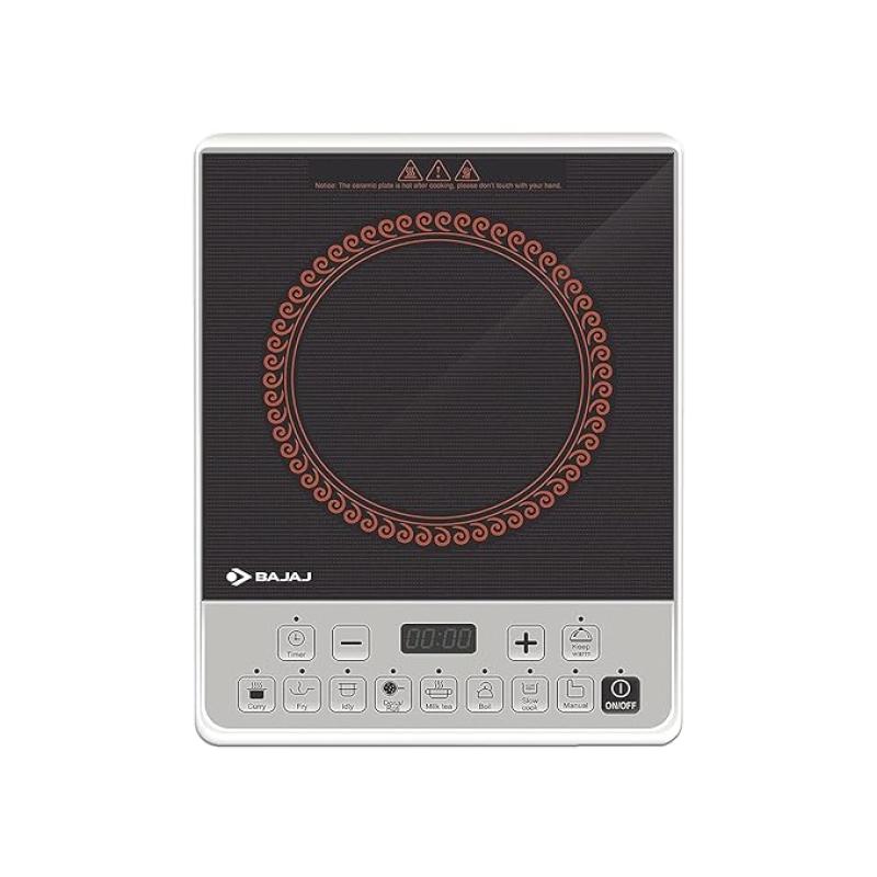 Bajaj Majesty ICX Pearl 1900W Induction Cooktop with Pan sensor and Voltage Pro Technology, Black