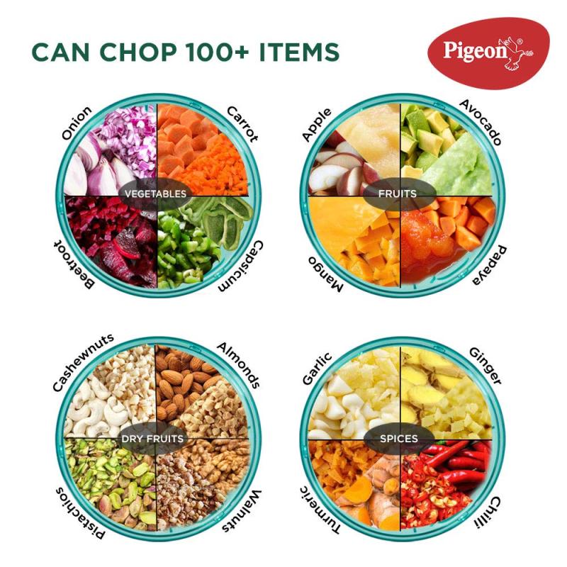 Pigeon by Stoverkraft Handy Mini Plastic Chopper with 3 Blades, Green