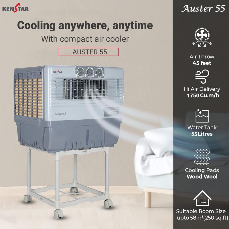 KENSTAR AUSTER 55 LITRES WOODWOOL WINDOW COOLER WHITE| 1 Yr warranty