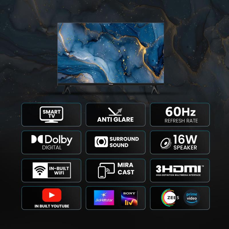 Haier 80cm (32) A7 Series HD Ready Smart LED TV LE32A7-N (Black)