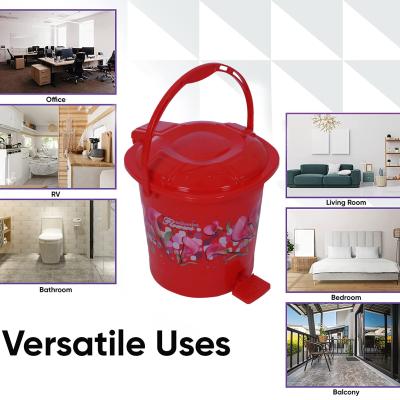 Krishna Polymers Home Plastic Pedal Dustbin/Wastebin With Handle, 10 Liter (Red Pack of 2) Plastic Dustbin (Multicolour, Pack of 2)