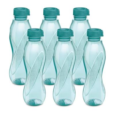 MILTON Oscar, Pack of 6 Water Bottles, 1 Litre each, Reusable Plastic Fridge Bottle Set, BPA Free and Leak Proof Bottles for Travel, Work, Blue