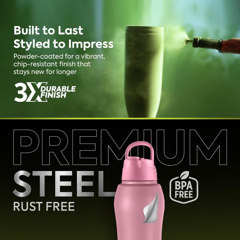 Go24 pexpo Belly Pro ISI Certified Stainless Steel Water Bottle 1 ltr, with Straw Lid Sipper Cap | | Single Wall Fridge Bottle | For Home, Office, Gym, School, Yoga & Trek - Rosy Brown