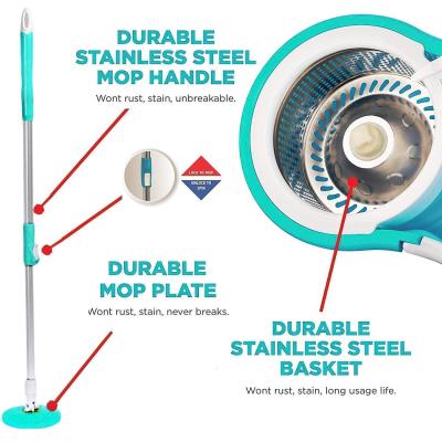 Shagun Eco Spin Mop | Stainless Steel Handle, 360° Spin Bucket Mop for Home & Kitchen