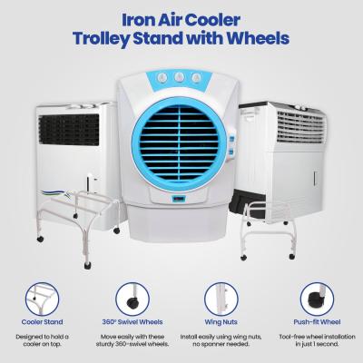 Cooler Stand with Wheels Heavy Duty Metal Cooler Trolley | 100kg Load Capacity | 360° Rotating Wheels | Rust-Resistant White Finish | Movable Air Cooler Stand for Home & Outdoor | (White)