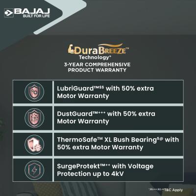 Bajaj Robusto 400MM Oscillating Wall Fan for Home | DuraBreezeTM Technology | Surge Protection | 100% Copper Motor | High Air Delivery | Modern Décor | 3 Years Warranty