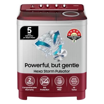 Samsung 8 Kg Inverter 5 Star Semi Automatic Top Load Washing Machine (WT80C4000RR, Light Grey & Red Base, Air turbo drying, 5 Year Warranty on Wash Motor)