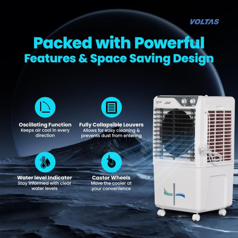 Voltas Joy 40 Room Air Cooler for Home, with Swing Control (40 Litre Tank Capacity, Water Level Indicator, Honeycomb Cooling Media, White)