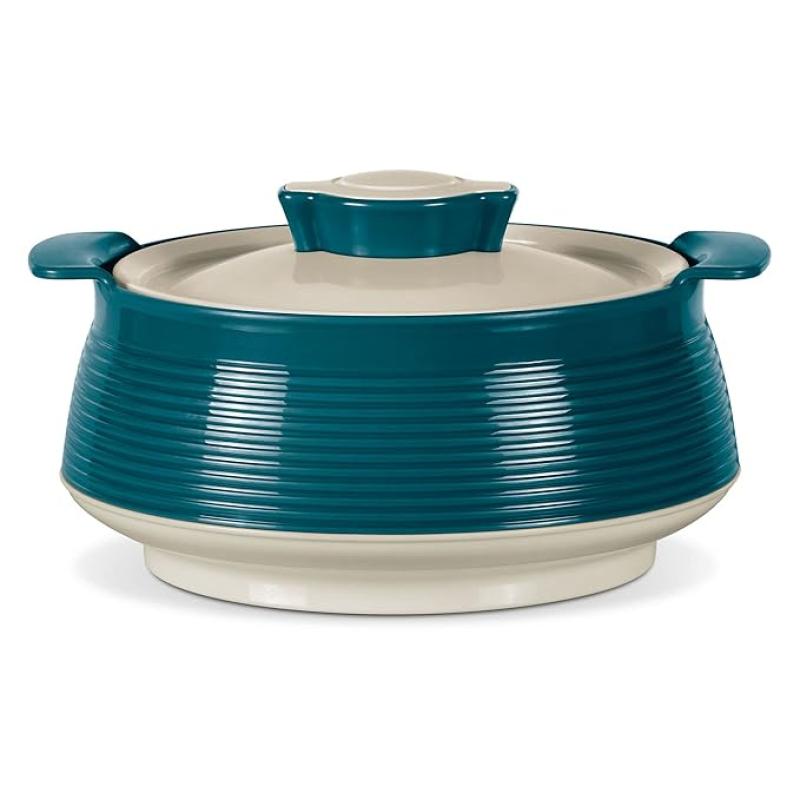 MILTON Venice 2000 Double Walled Inner Stainless Steel Serving Casserole, PU Insulated Kitchen Hot Pot, Keeps Food hot & Fresh for Roti, Biryani, 1850 ml, Marble Green