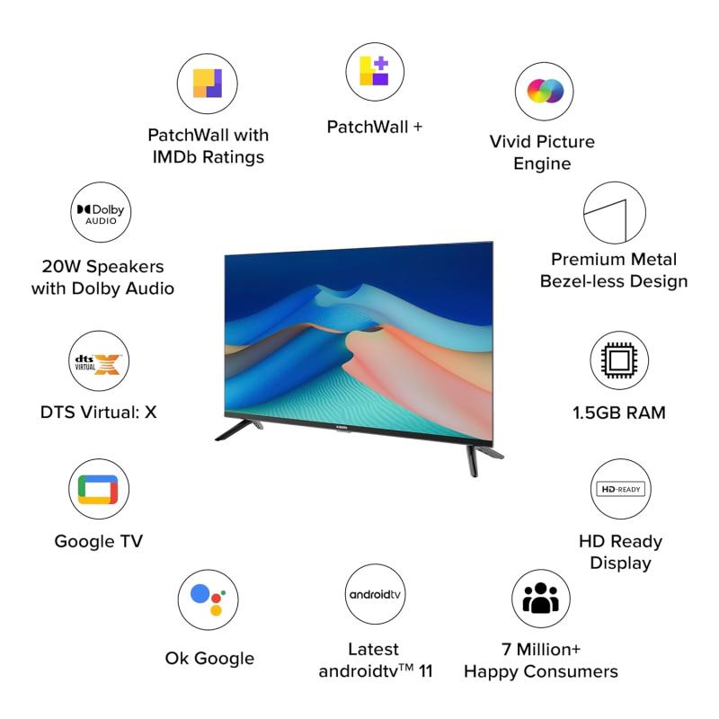 MI 80 cm (32 inches) A Series HD Ready Smart Google LED TV L32M8-5AIN (Black)