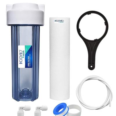 AQUAKNOT Heavy Duty Transparent Pre Filter Kit for All RO Water Purifier | Most Preferred for Multistory Building With1/4 size Elbow connector | Size 10inch