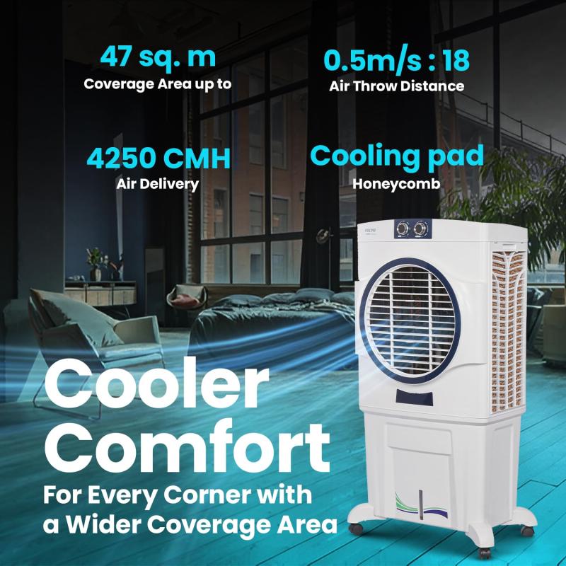 Voltas Magic air 85, with Swing Control (85 Litre Capacity, Water Level Indicator, Glass Plastic Fan, Honeycomb Cooling Media, White)