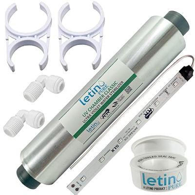 Letino UV Set with Clamps, UV Chamber, 1Pc UV LED Light (Strip) 24V DC, 2 Pieces Elbow, Teflon Tape and 2 Clamps for All Ro Water RO Purifiers