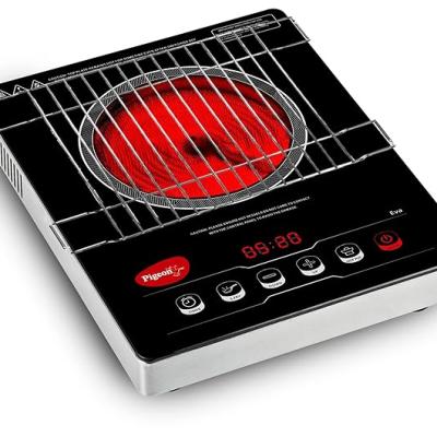 Pigeon Eva Infrared Cooktop 2000 Watts Black (with Free Stainless Steel Grill, Full touch Panel, Auto shut off and Overheat Protection)