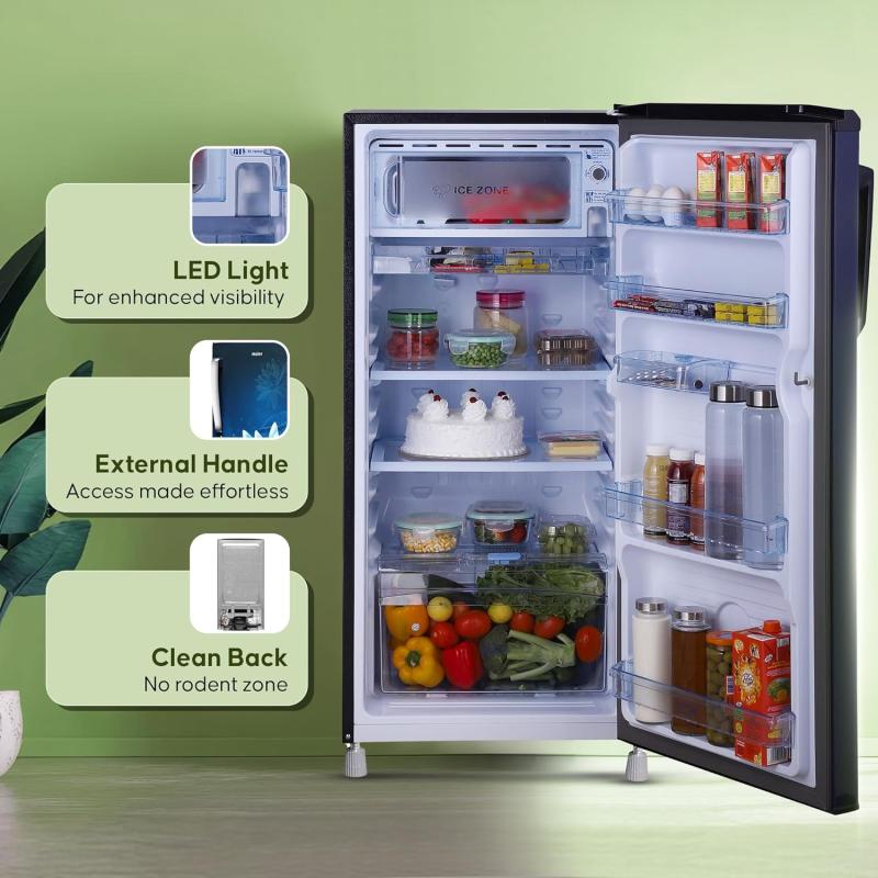 Haier 175 L, 2 Star, Direct-Cool Single Door Refrigerator (HRD- 1962, Marine Lotus)