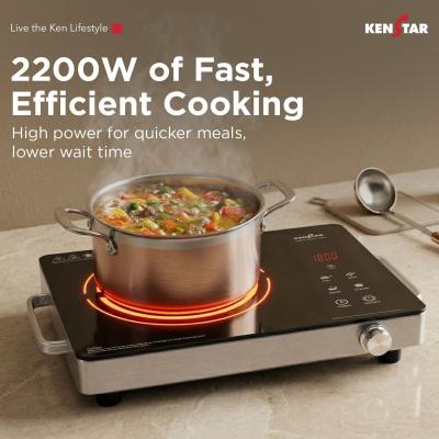 Kenstar Infra Eco Infrared Cooktop | 2200W | 22 Power Levels | 4 Preset Modes | Toughened Glass Surface | Sensor Temperature Control | Cool Touch Panel | All Utensil Compatibility