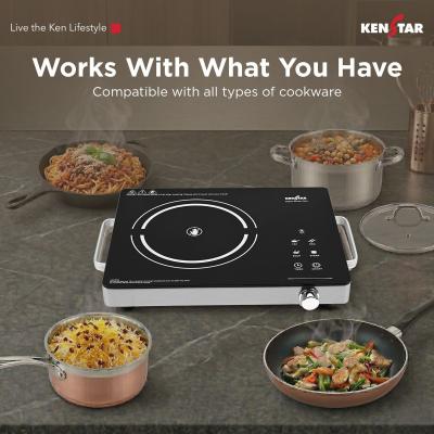 Kenstar Infra Eco Infrared Cooktop | 2200W | 22 Power Levels | 4 Preset Modes | Toughened Glass Surface | Sensor Temperature Control | Cool Touch Panel | All Utensil Compatibility