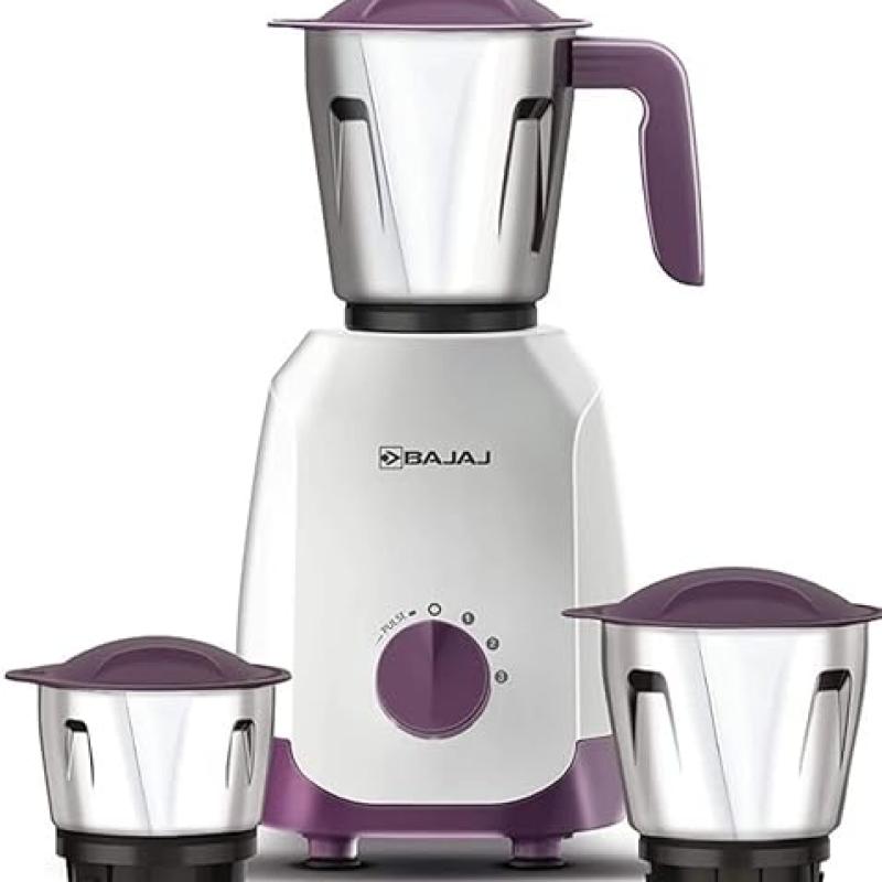 New BAJAJ Ninja Series Carve 750 Mixer Grinder (3 Jars, White & Purple)